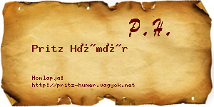 Pritz Hümér névjegykártya